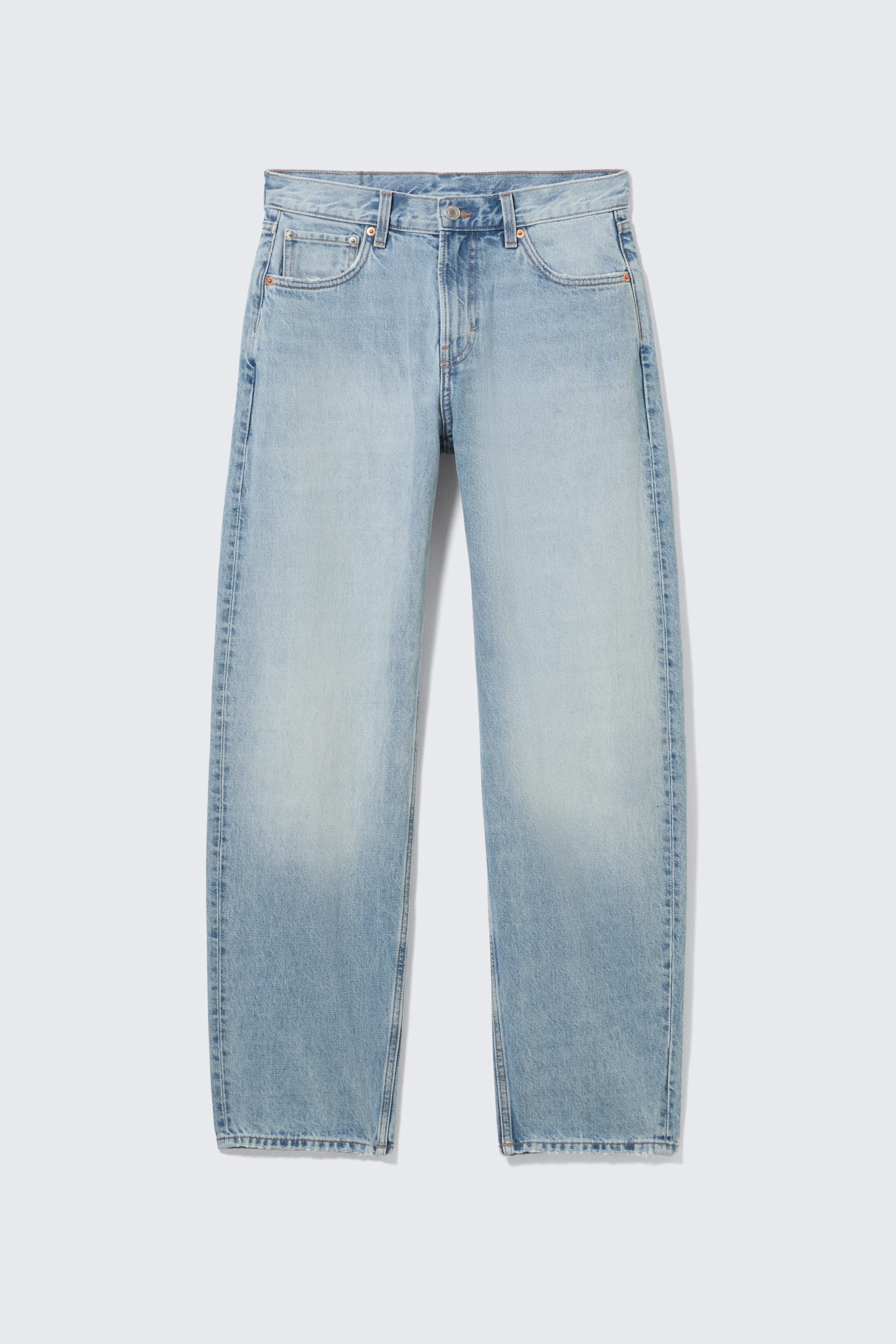 Kimberley Blue - Light Blue - Nebula Mid Rise Loose Barrel Leg Unisex Jeans - 0