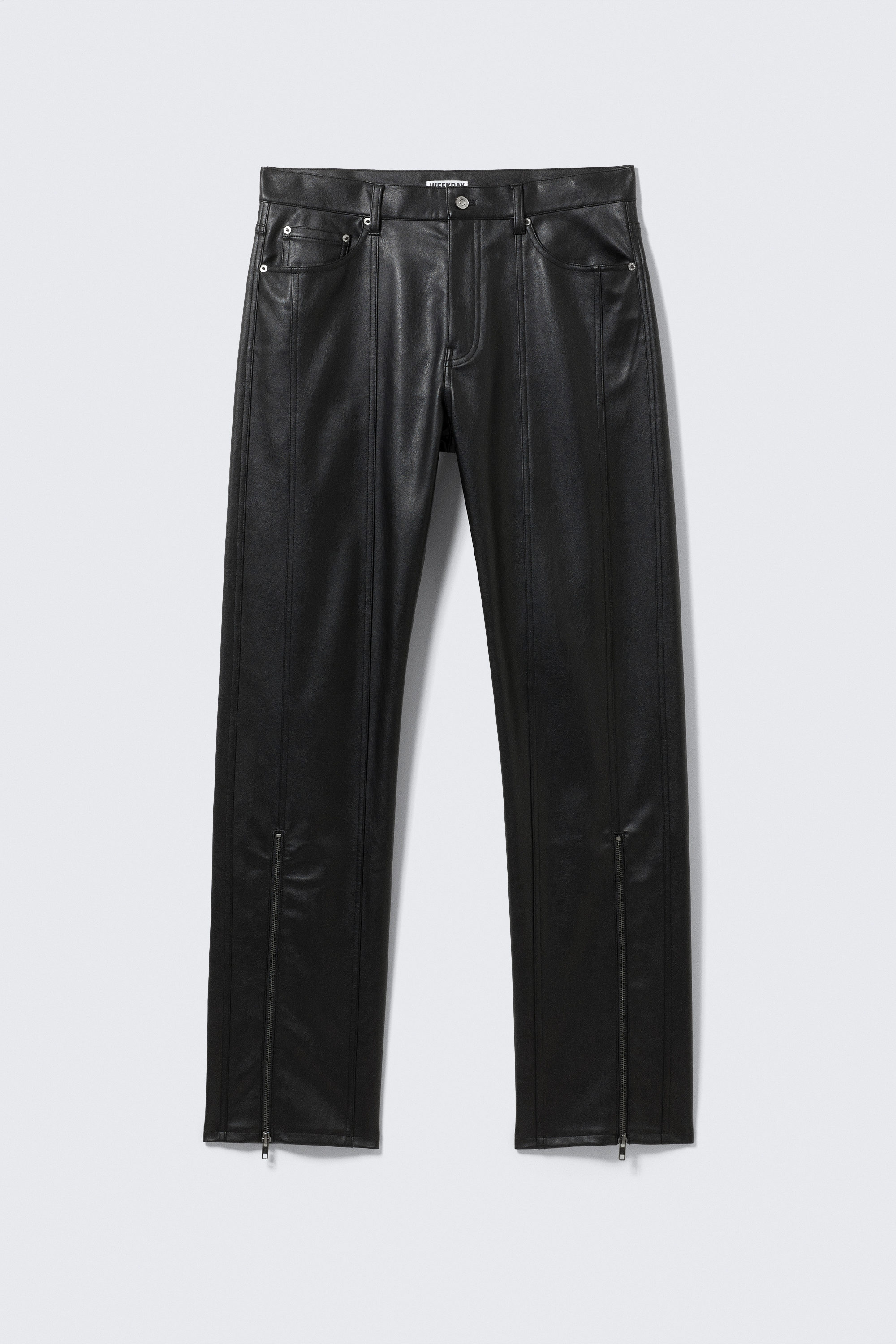 Black - Space Relaxed Faux Leather Zip Hem Trousers - 4