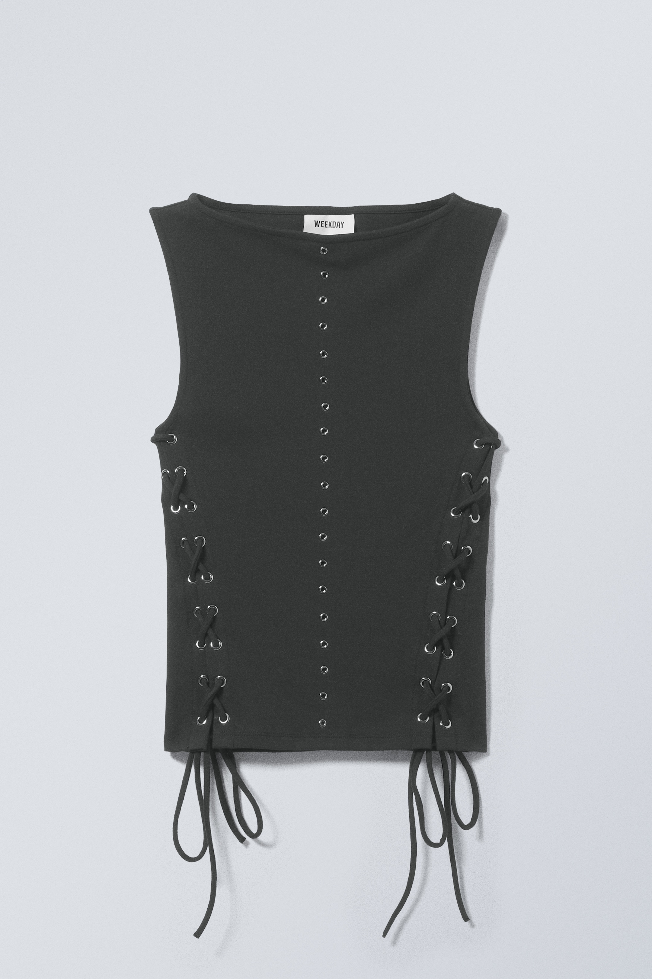 Agrandir l'image: Haut sans manches à œillets et laçages col bateau - Noir - FEMME | H&M CH 1