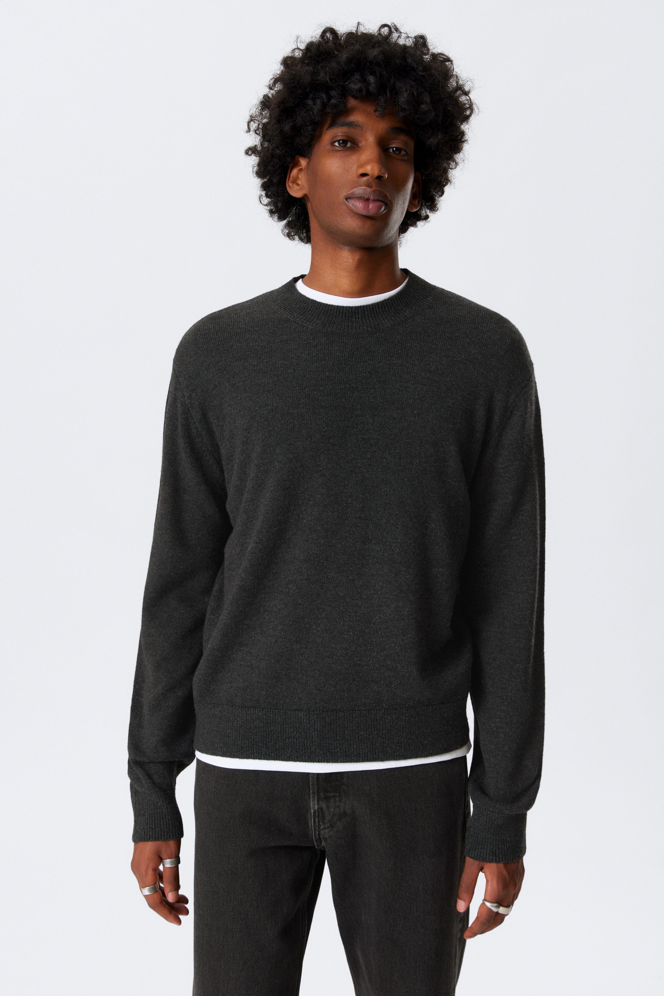 Black - Regular Fit Wool-Blend Crew-Neck Sweater - 1