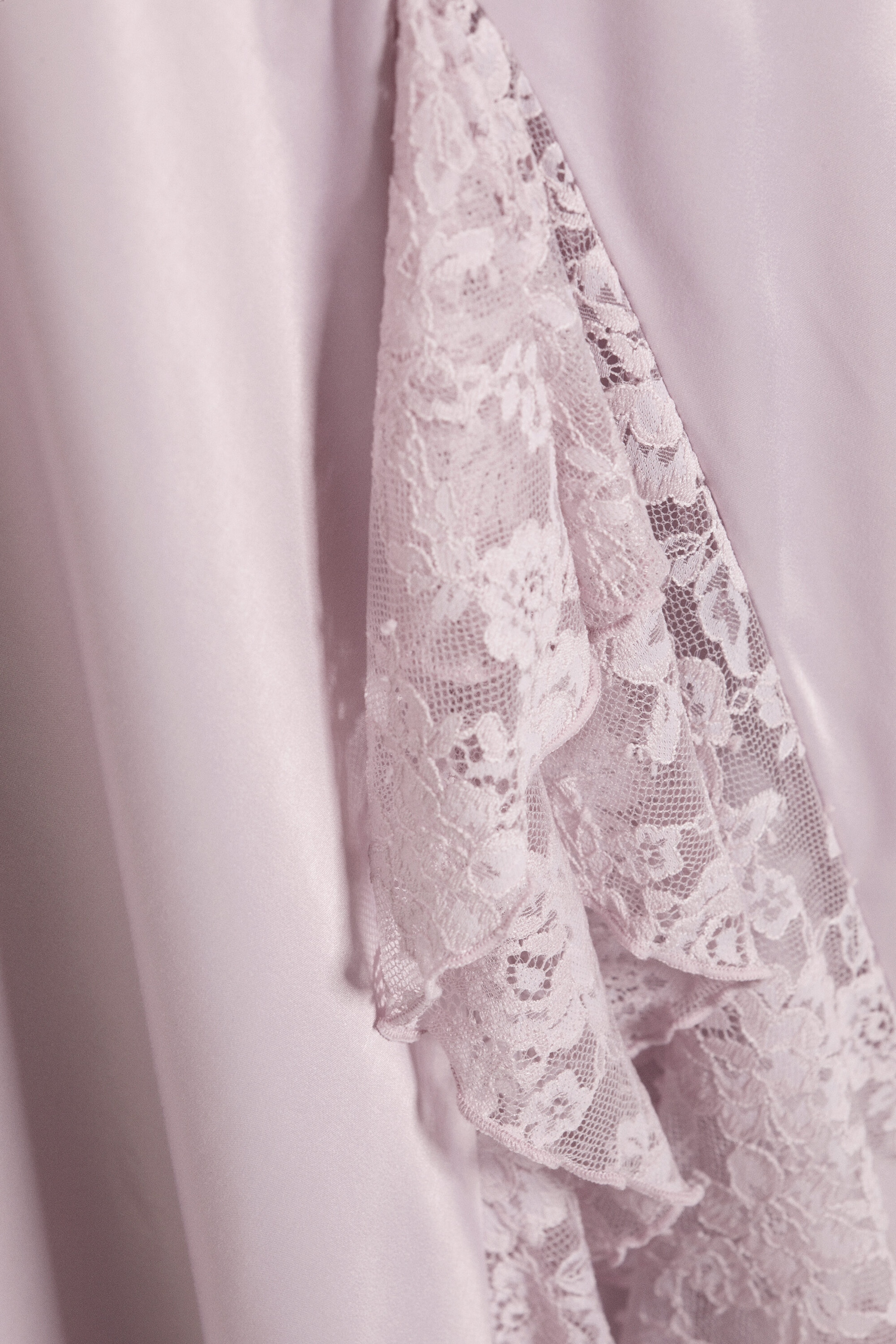 Dusty Pink - Lace-Insert Satin Maxi Dress - 5