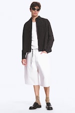 Checked Black/Brown - Boxy Long-Sleeved Cotton Poplin Shirt - 0