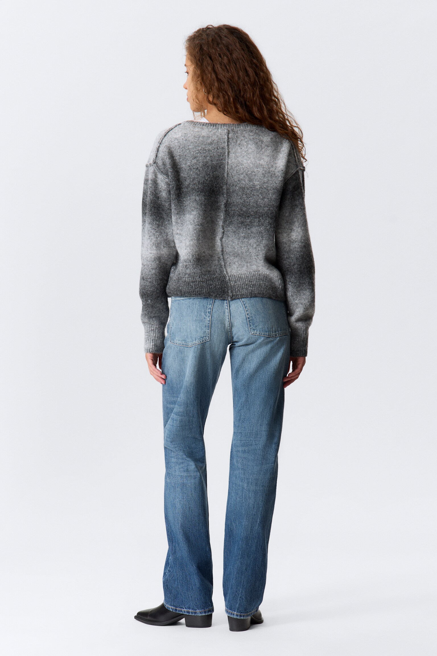 Space-Dye-Strickpullover mit V-Ausschnitt - Grau - Space-Dye/Dunkelgrün - Space-Dye - 3