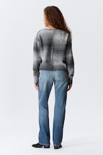 Grey Space Dye - Space Dye V-Neck Knitted Sweater - 3