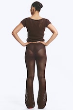 Dark Brown - Flared Crochet Trousers - 3