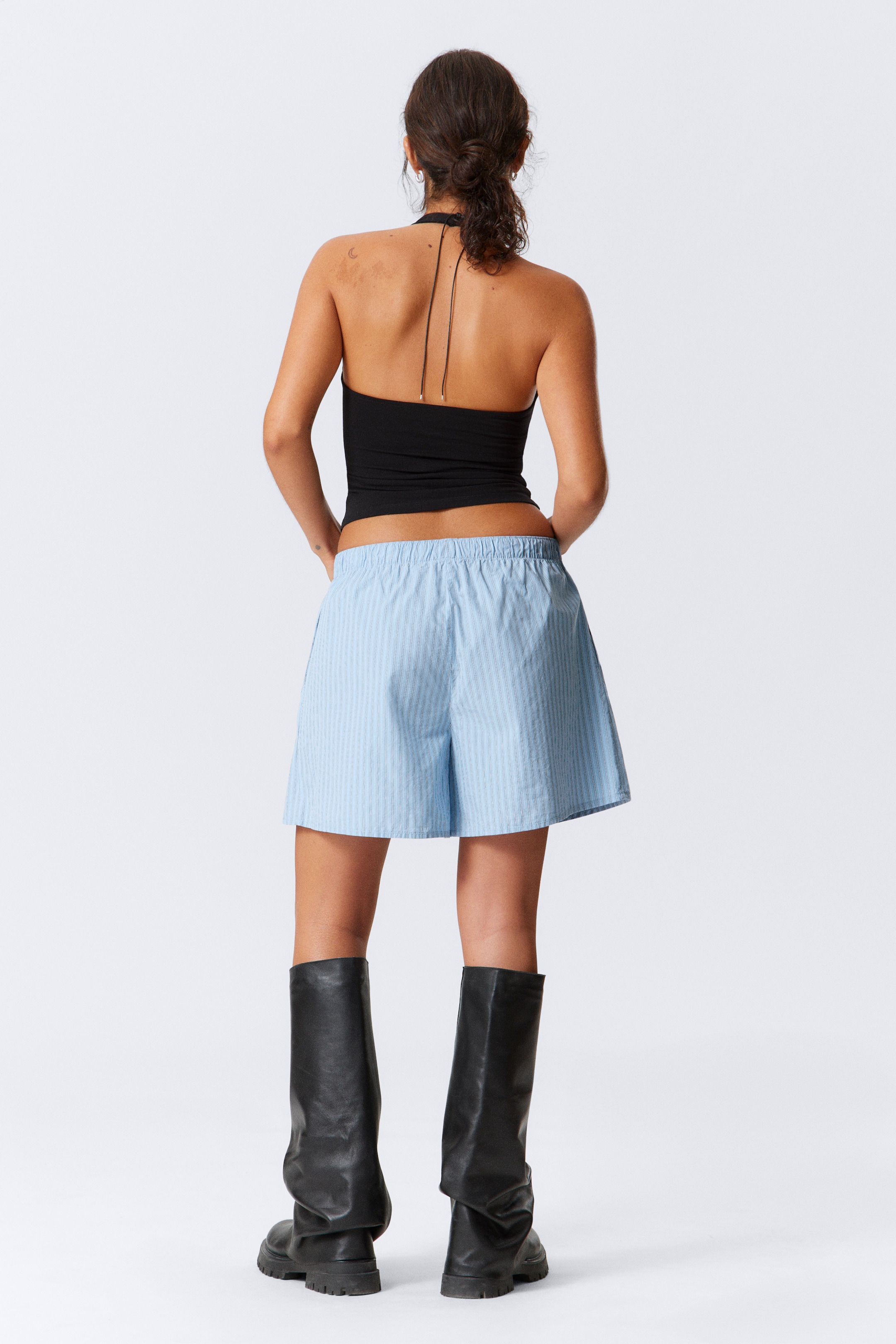 Se større billede: Lavtaljede bomuldsshorts - Stribet lyseblå - DAME | H&M DK 3
