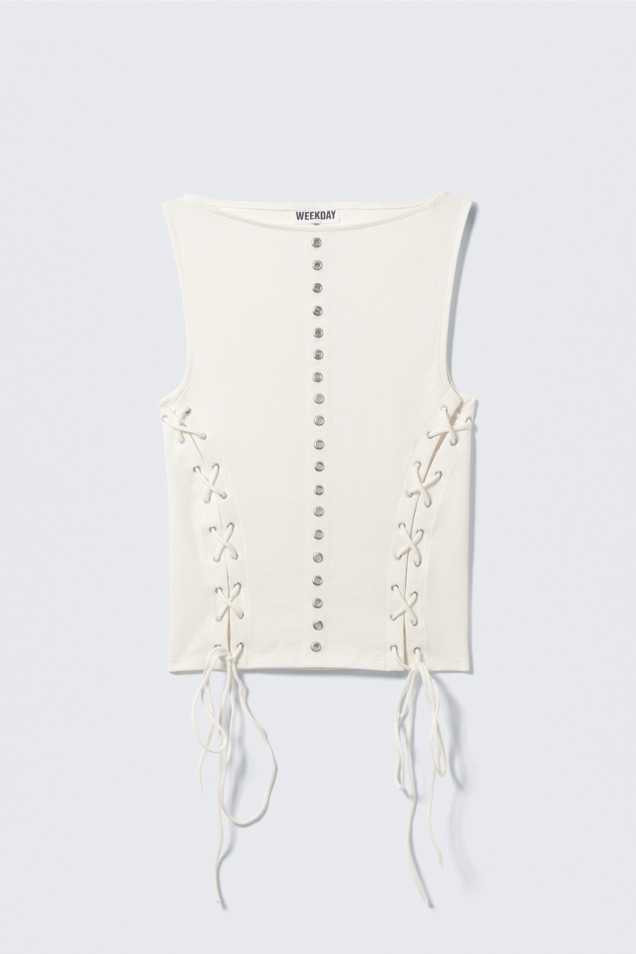 Visa större bild: Ärmlös topp med båtringning och öljetter - Vit - DAM | H&M SE 5