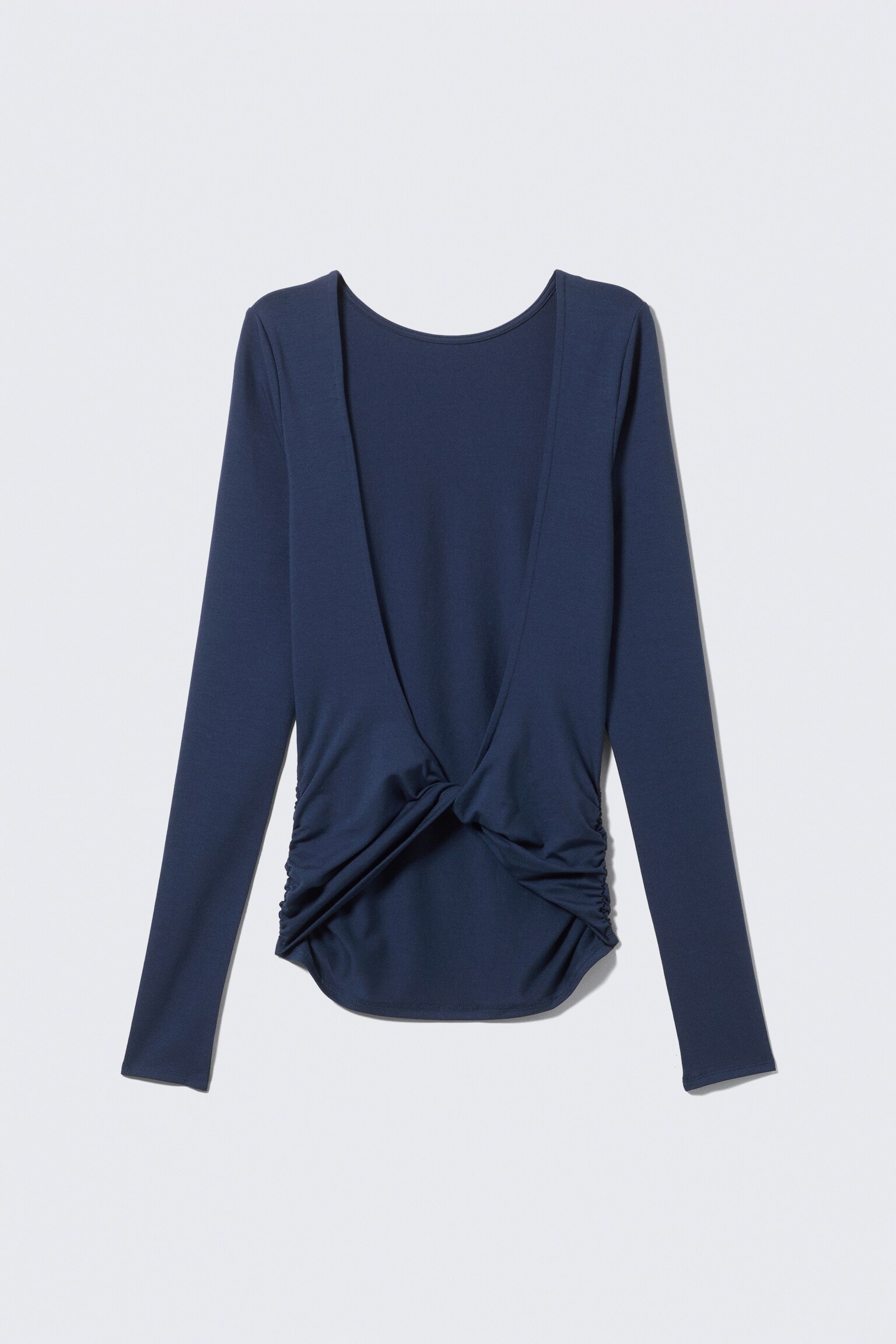 Top met lange mouwen en open rug - Donkerblauw/Zwart - 2