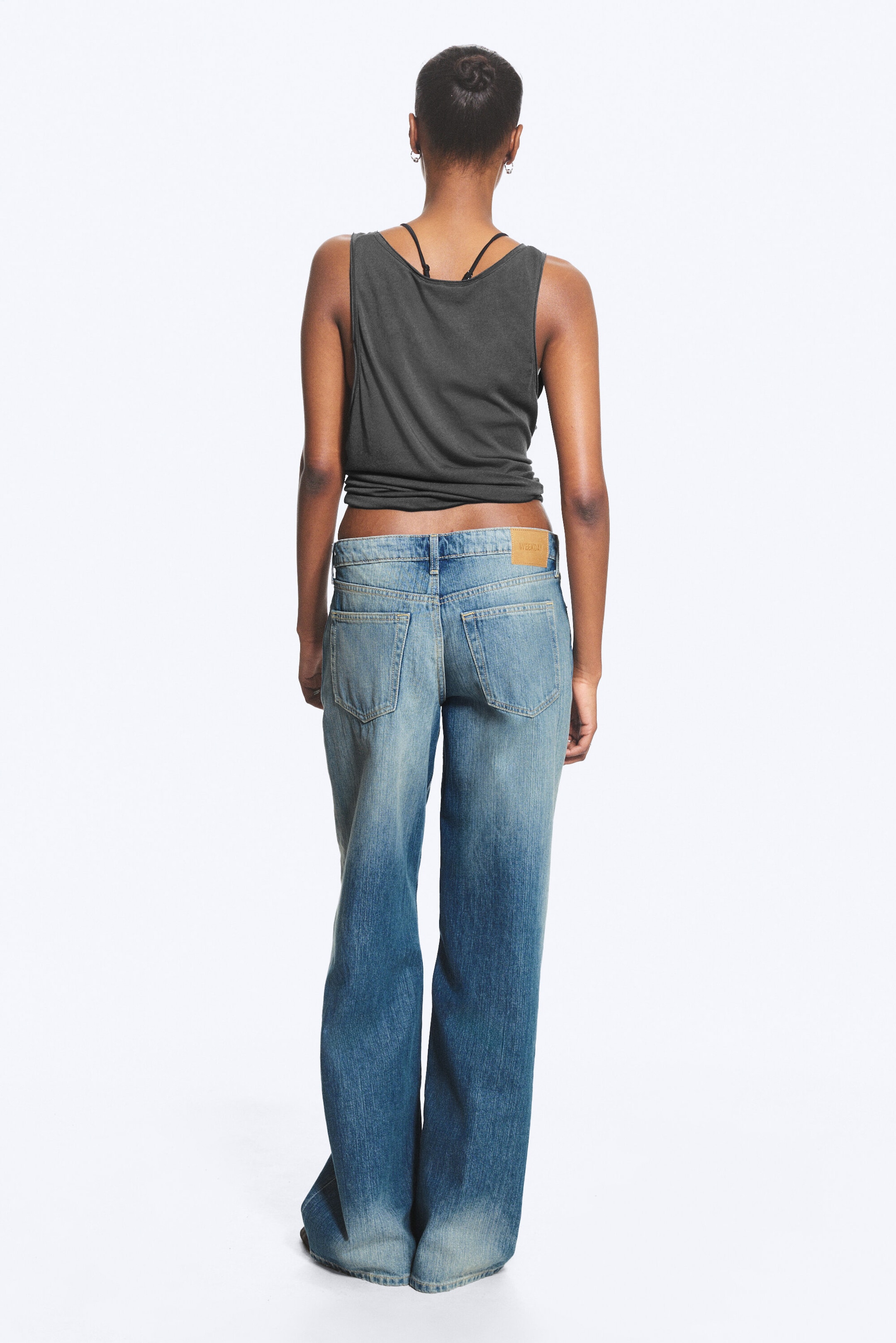 Saddle Blue - Mittelblau - Ample Low Waist Loose Wide Jeans - 3