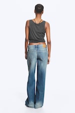 Saddle Blue - Mittelblau - Ample Low Waist Loose Wide Jeans - 3