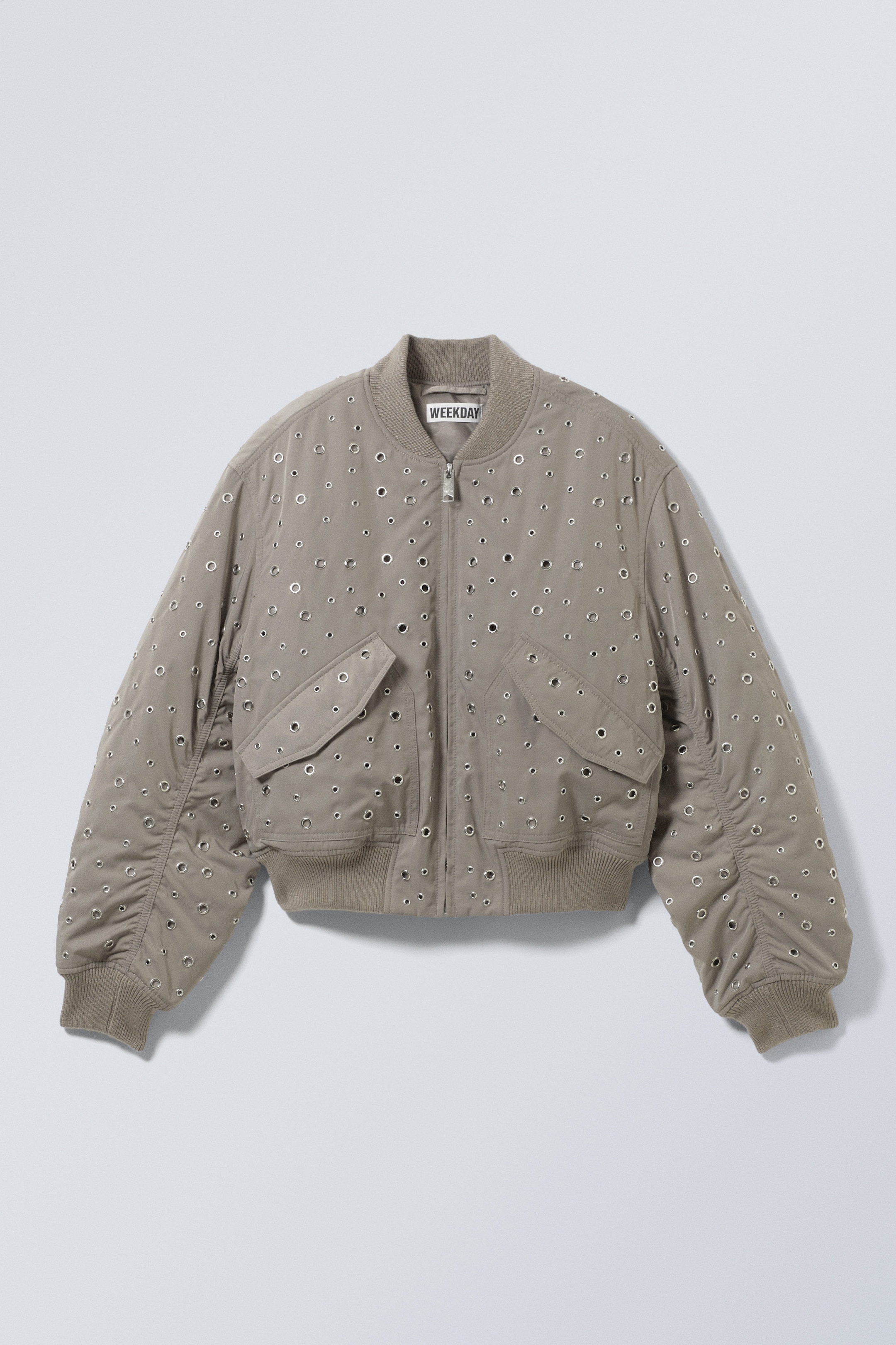 Dusty Mole - Cropped Eyelet Bomber Jacket - 0