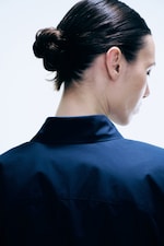 Dark Navy Blue - Waisted Cotton Shirt - 4