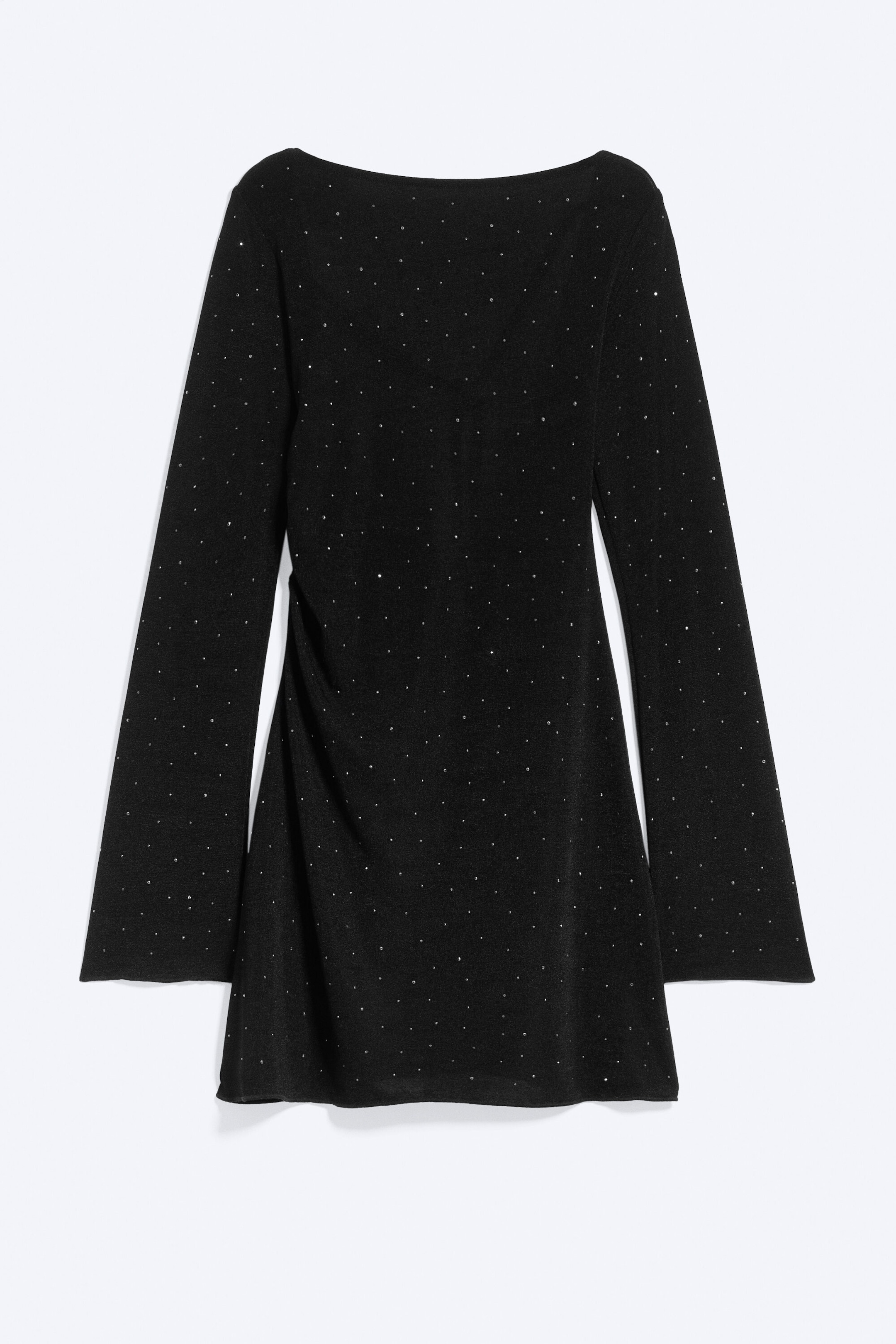 Schwarz - Strass-Minikleid mit offenem Rücken - 4