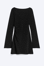 Schwarz - Strass-Minikleid mit offenem Rücken - 4