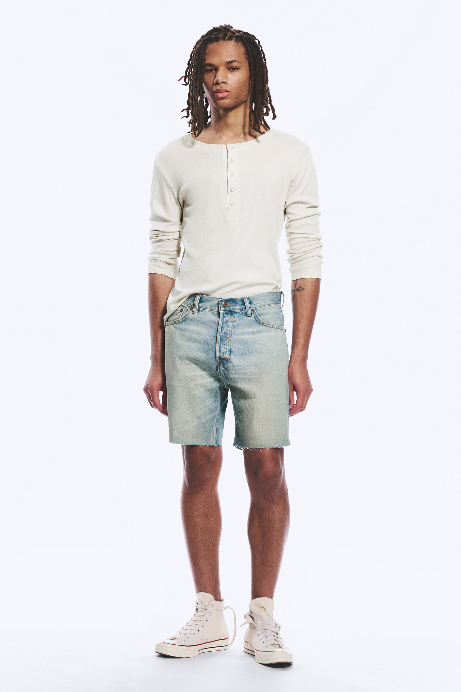 Space Relaxed Mid-thigh Denim Shorts