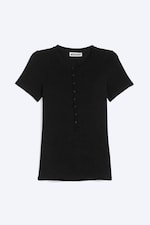 Black - Kurzärmliges Henley-Top - 0