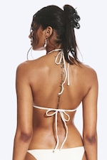 Beige clair - Haut de bikini triangle à lanières structuré - 2