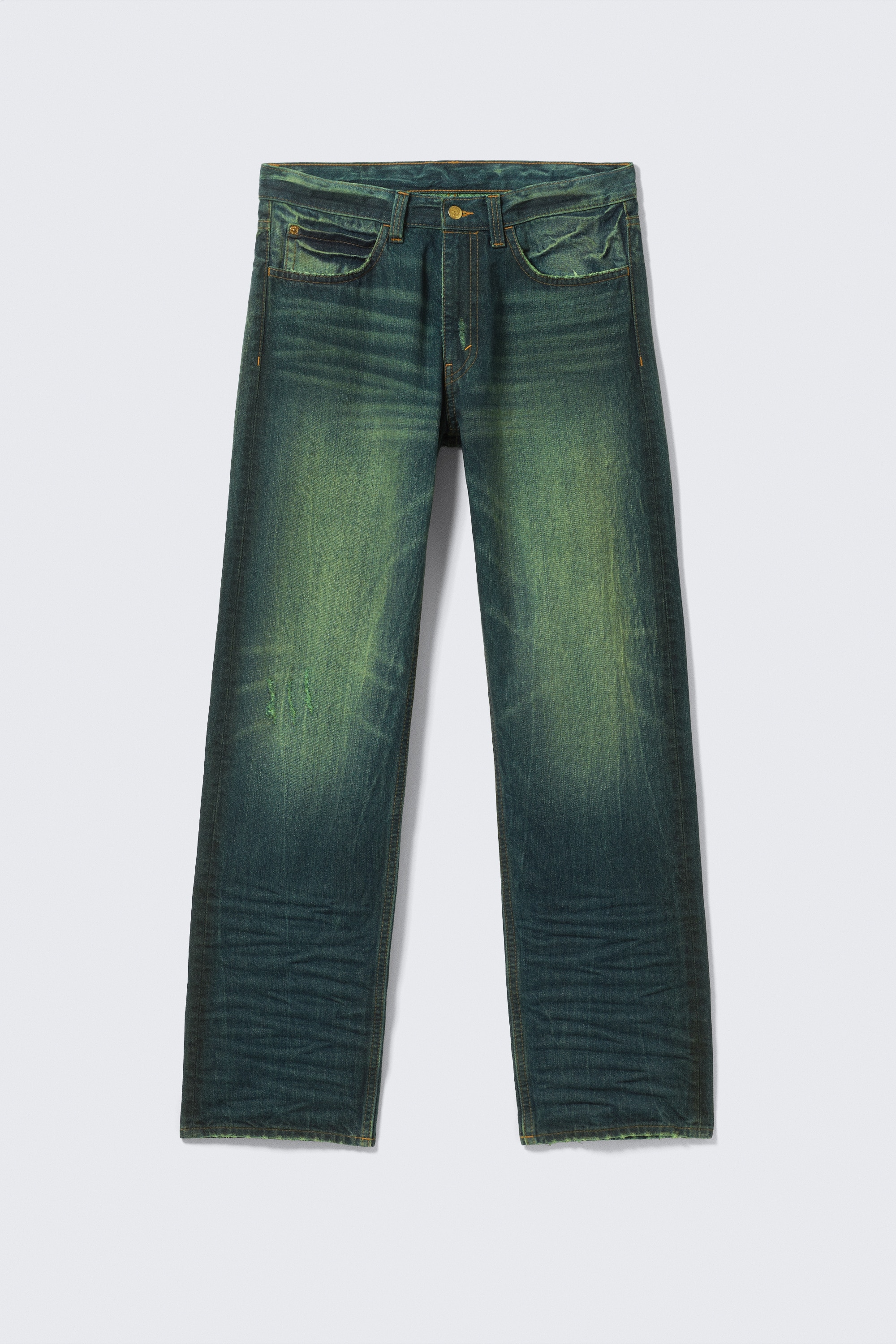 Jeans Anti-Fit unisex dritti a vita bassa - Verde marino - Verde