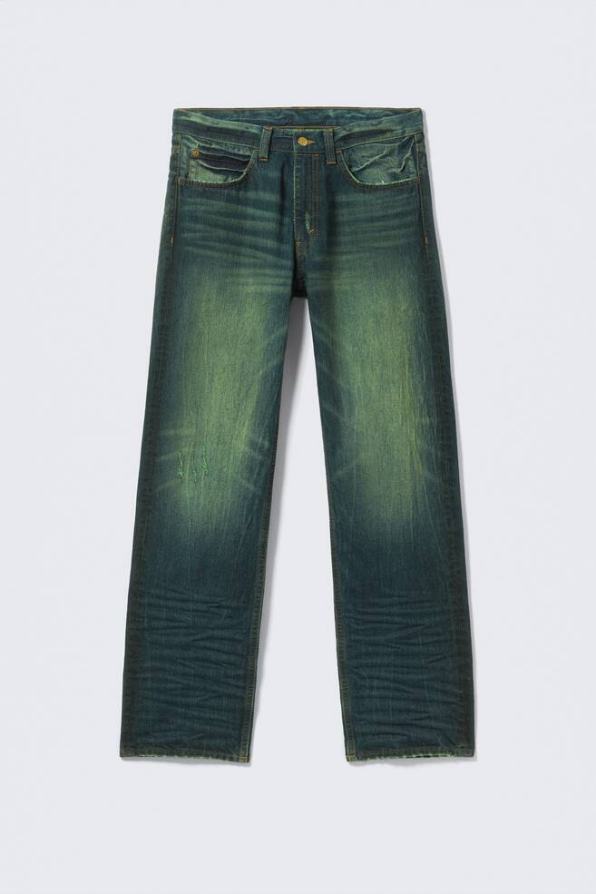 Anti Unisex Low Waist Regular Straight Jeans - Marine Green - Green - 1