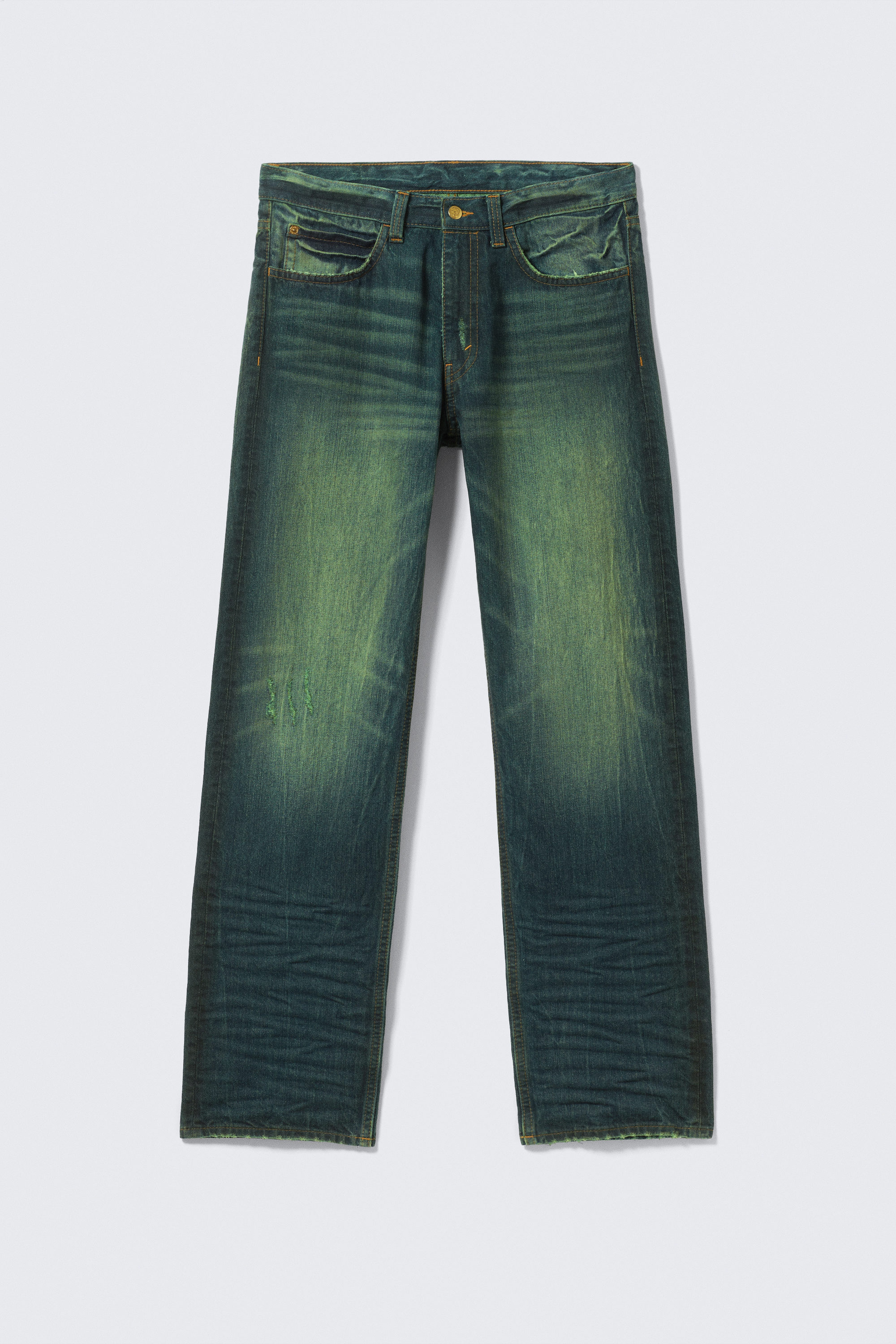 Marine Green - Green - Anti Unisex Low Waist Regular Straight Jeans - 9