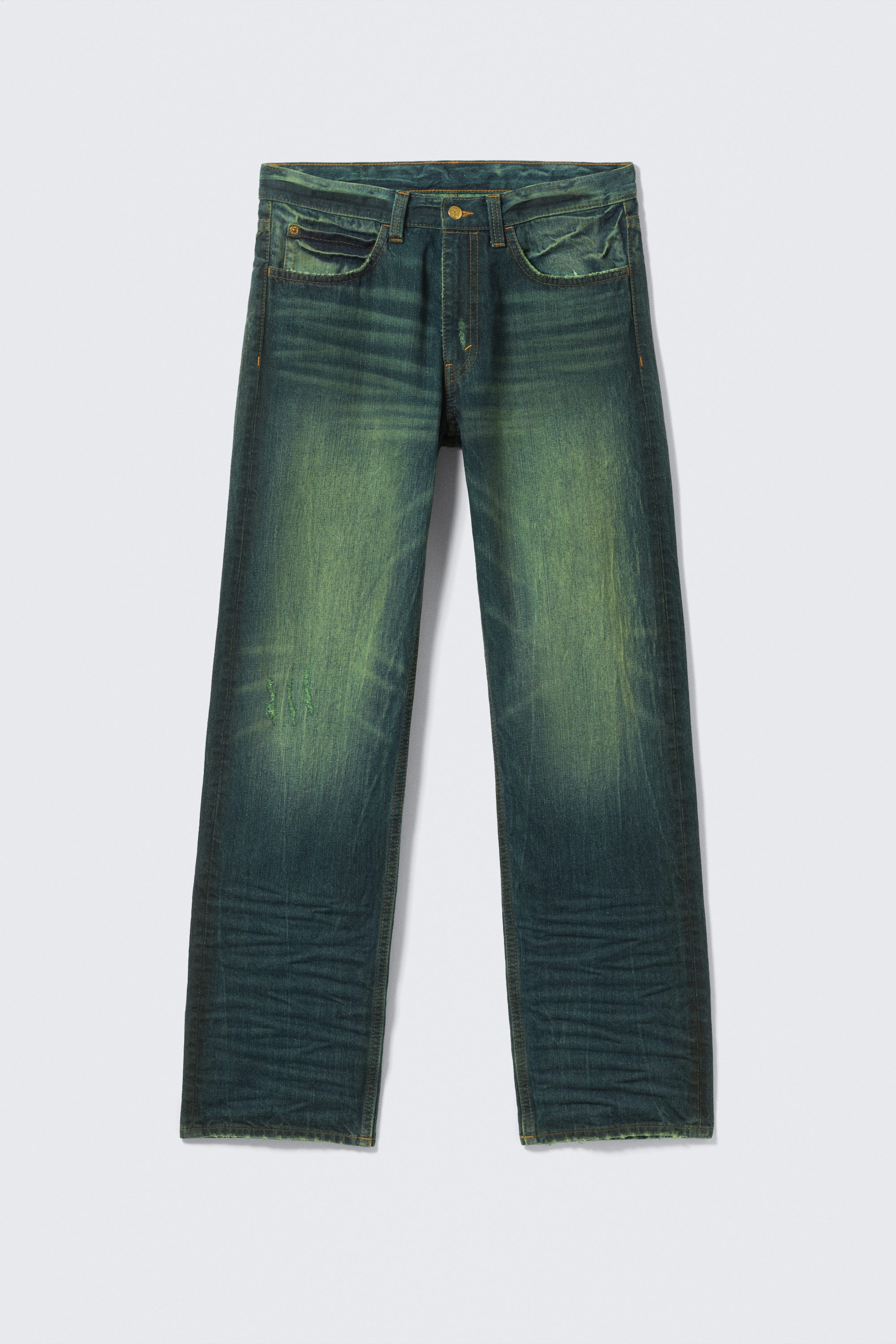 Marine Green - Green - Anti Unisex Low Waist Regular Straight Jeans - 6