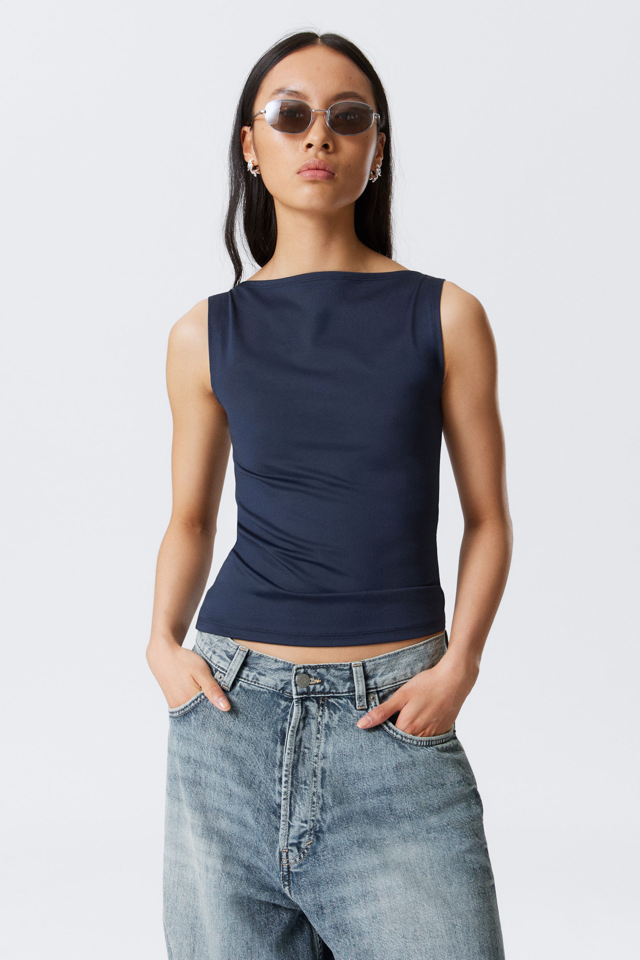 #3B3D4B - Annie Sleeveless Boat-Neck Top - 1