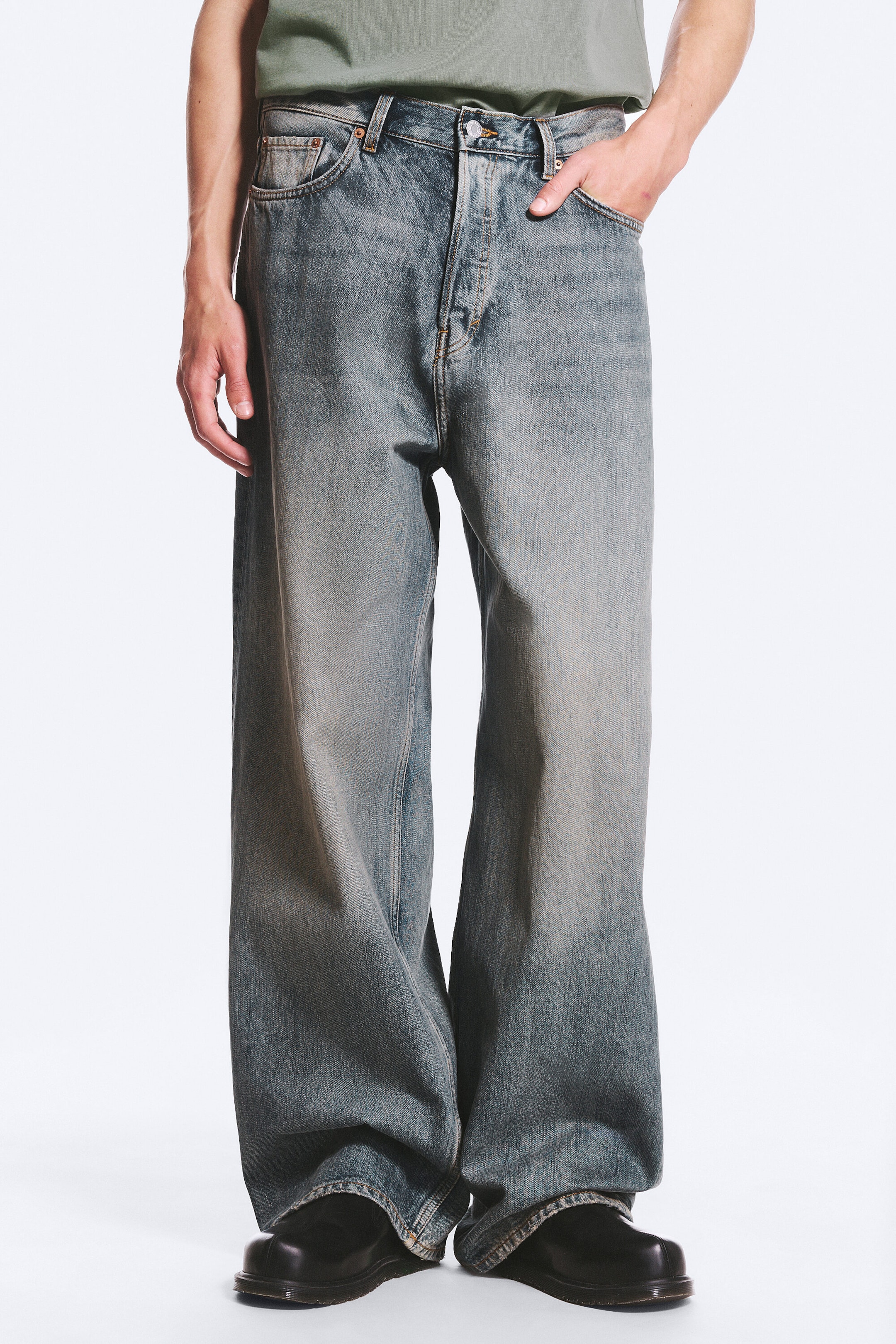 Arizona Blue - Medium Blue - Astro Mid Rise Loose Baggy Unisex Jeans - 2