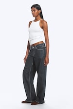 Blue Rinse - Dark Blue - Ample Low Rise Loose Wide Jeans - 2