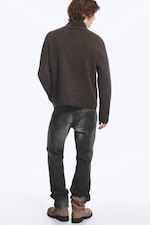 Dunkelbraun - Half-Zip-Sweater aus Wollmischung - 3
