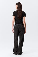 Tuned Black - Svart - Galaxy Mid Waist Loose Straight Leg Unisex Jeans - 6