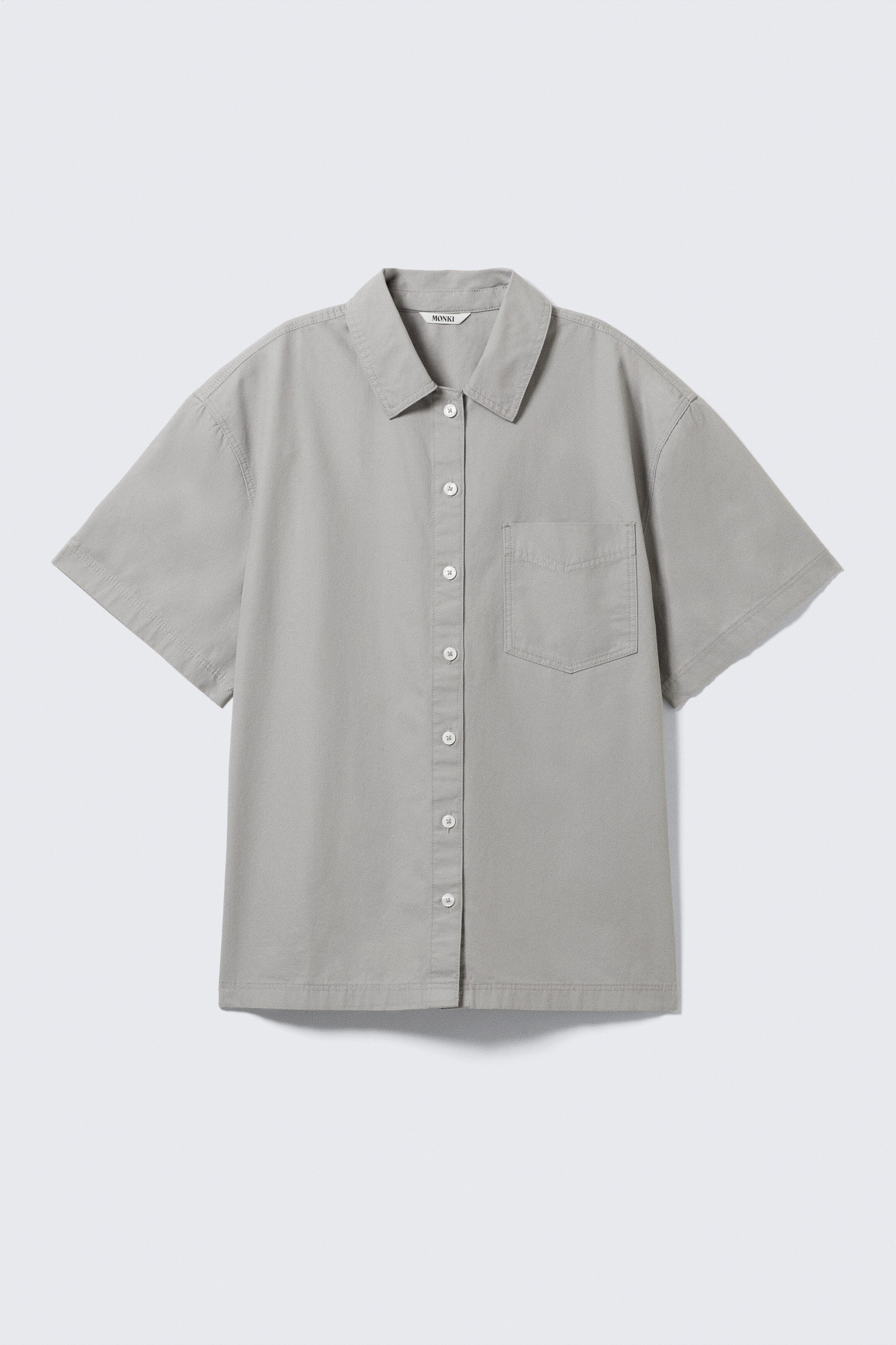 View larger image: Oversized Cotton Canvas Short-Sleeved Shirt - Light Grey - Ladies | H&M GB 4