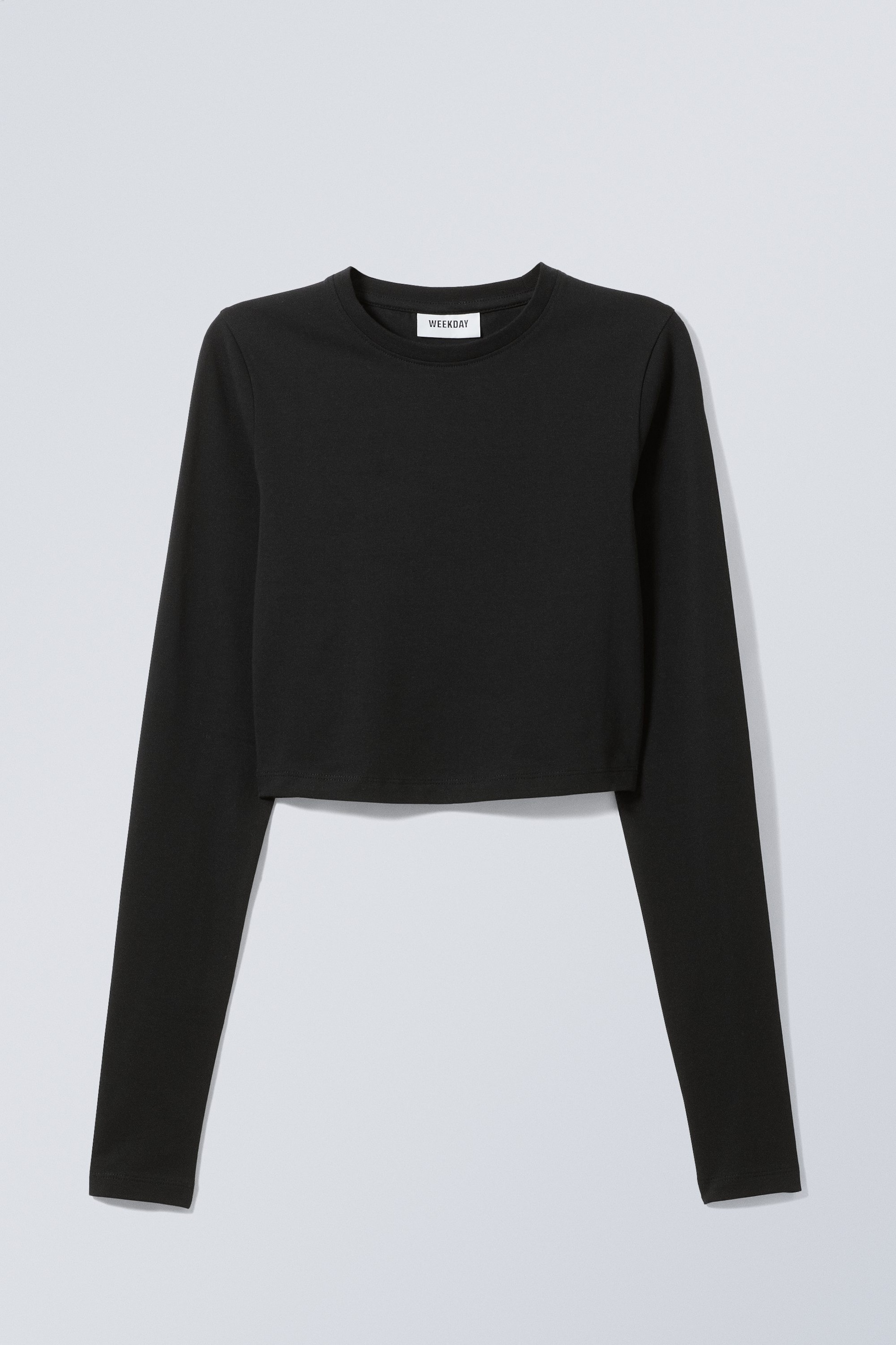 Black - Mini Long Sleeve Crop Top - 1