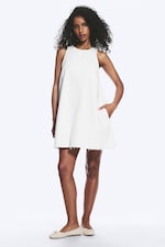 White - Sleeveless Cotton Twill Mini Dress - 0