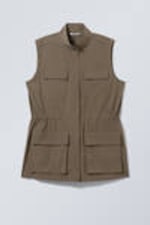 Dark Mole - Sleeveless Loose Fit Utility Vest - 4