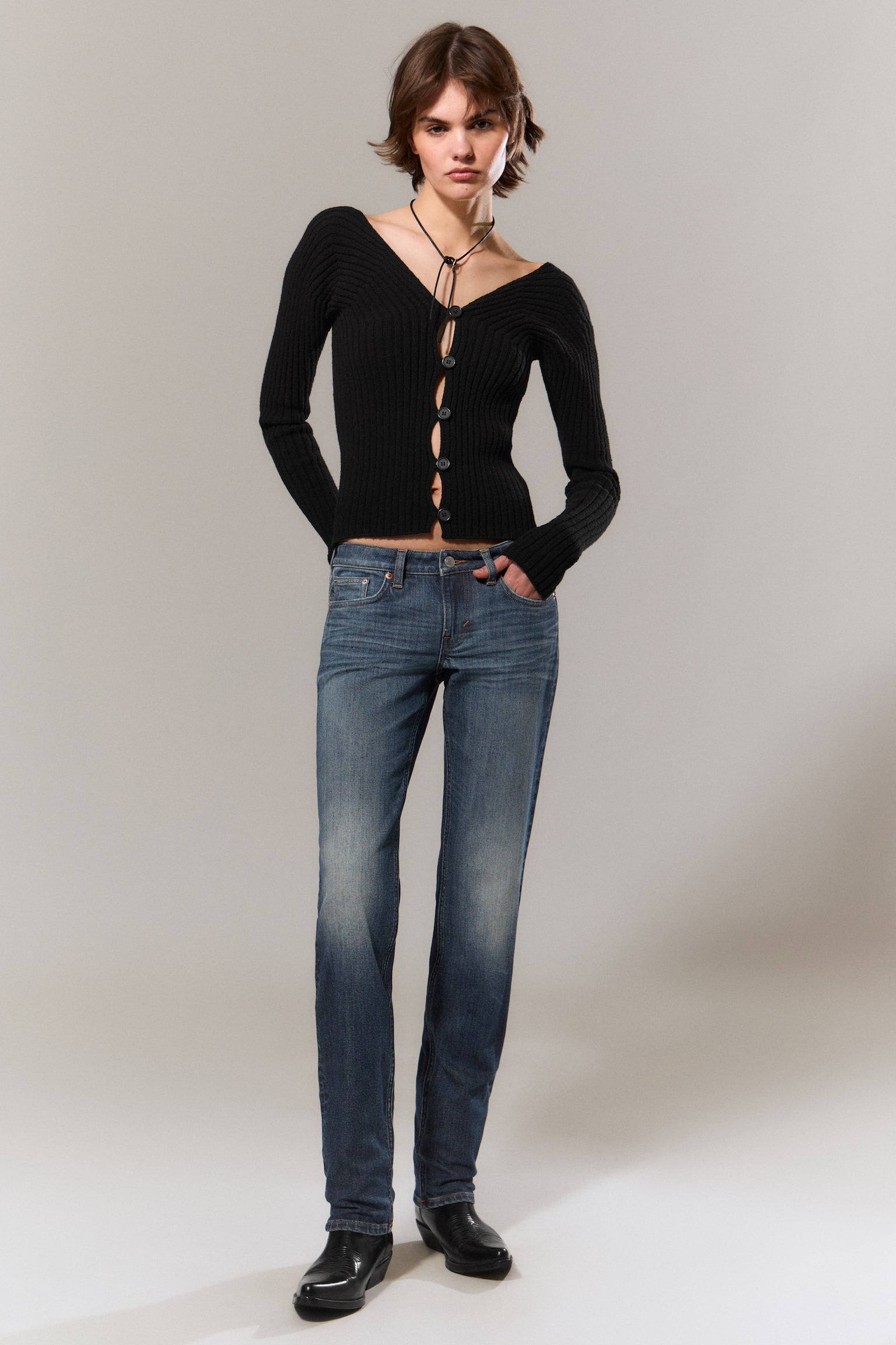 Τζιν Neptune με χαμηλή μέση και ίσιο στενό πόδι - Blue Hymn - Μεσαίο Μπλε/Σπασμένο Μπλε - Ανοιχτό Μπλε/Μαύρο Rinse - Μαύρο - 1