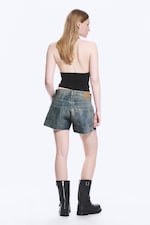 Baltic Blue - Dunkelblau - Duchess Low Rise Distressed Mini Denim Shorts - 2