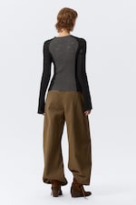 Black & Grey - Slim Knitted Raglan-Sleeved Sweater - 3