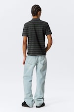 Mörkgrå - Grönrandig - Kortärmad tennis pikétröja - 3