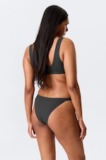 Dark Grey - Low Rise Ribbed Brazilian Bikini Bottoms - 2