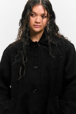 Black - Knee-Length Single-Breasted Coat - 2