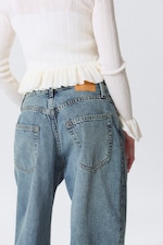 Blue - Fold Up - Peggy Low Rise Loose Baggy Leg Jeans - 3