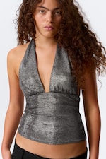Dark Grey Shimmer - Deep Shimmer Halterneck Top - 1