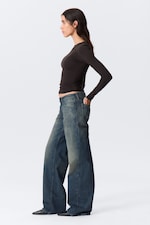 Baltic Blue - Dark Blue - Ample Low Rise Loose Wide Leg Jeans - 2
