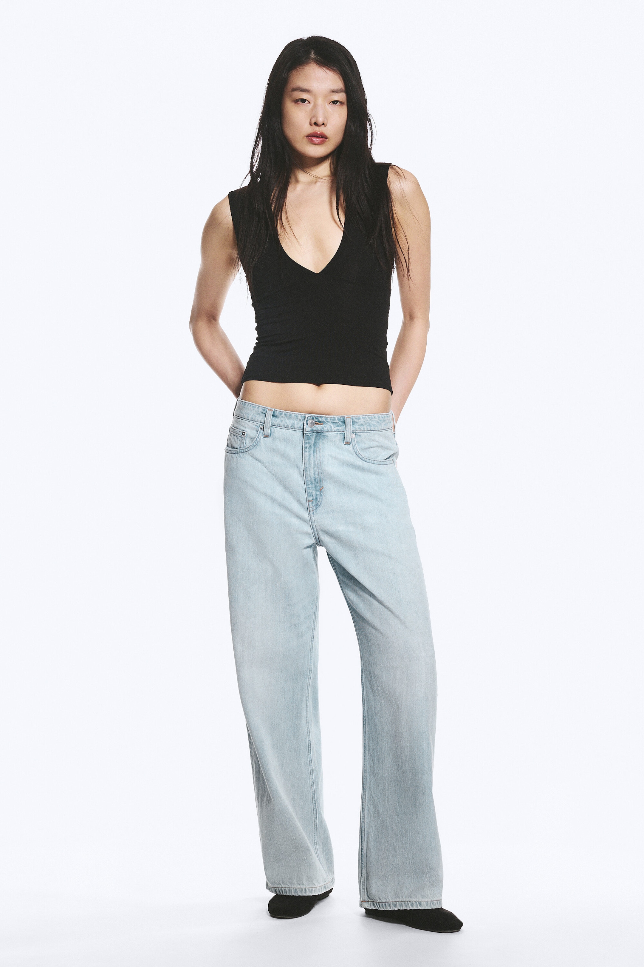 Ghost Blue - Light Blue - Missy Low Rise Loose Straight Leg Jeans - 1