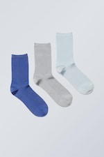 Blau/Grauer Schimmer - Glänzende Socken Lova 3er-Pack - 0