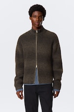 Dark Brown Space-Dye - Knitted Wool-Blend Zip Cardigan - 2