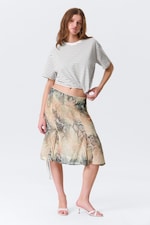 Beige - Snakeskin-patterned - Low Rise Mermaid Midi Skirt - 0