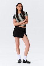 Black - Mini Slit Skirt - 0