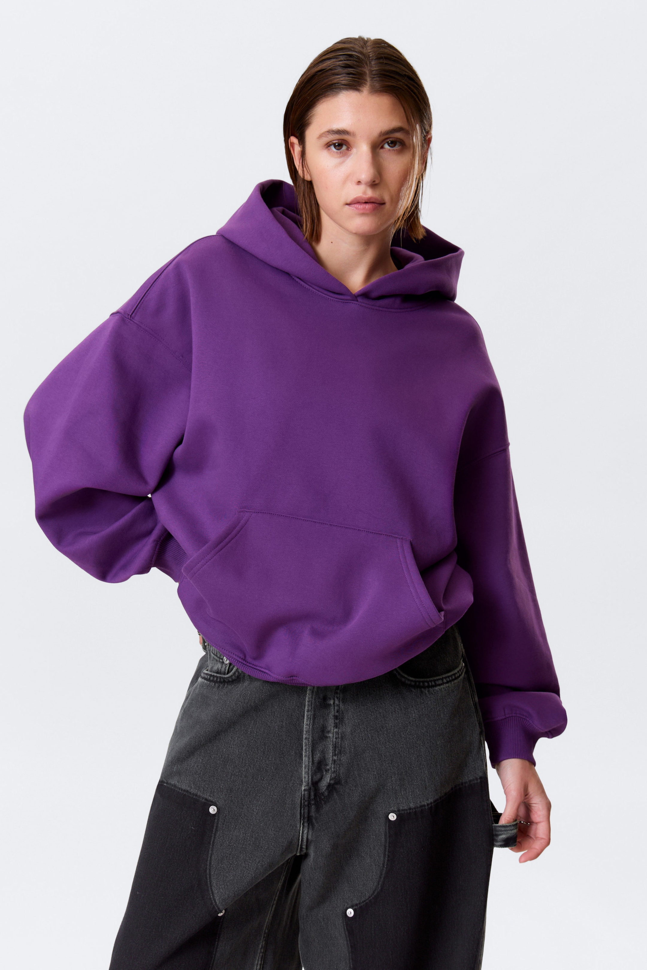 Violett - Schwerer Oversized-Hoodie - 2