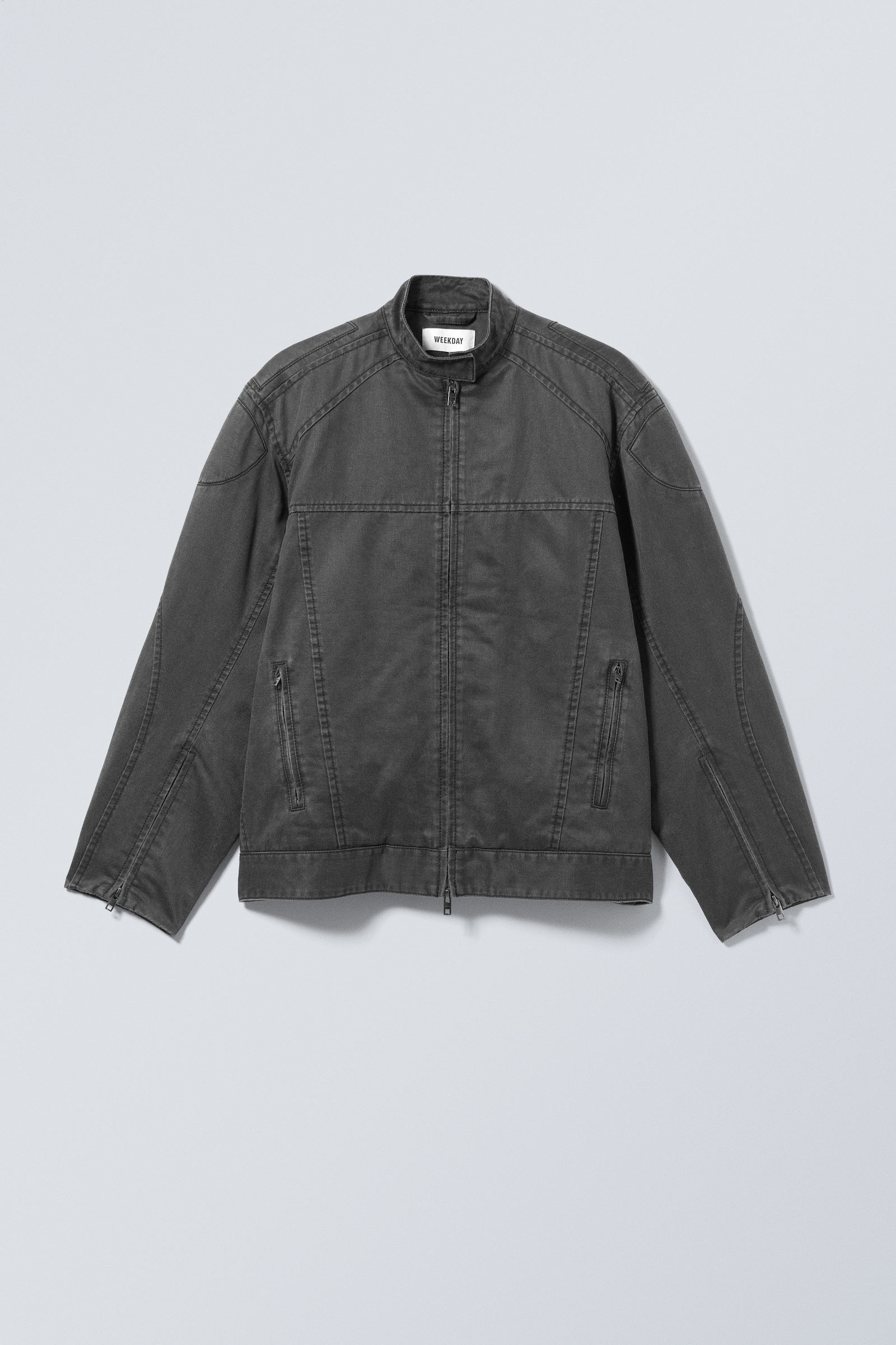 reed coated biker jacket - Washed Black | Weekday GB